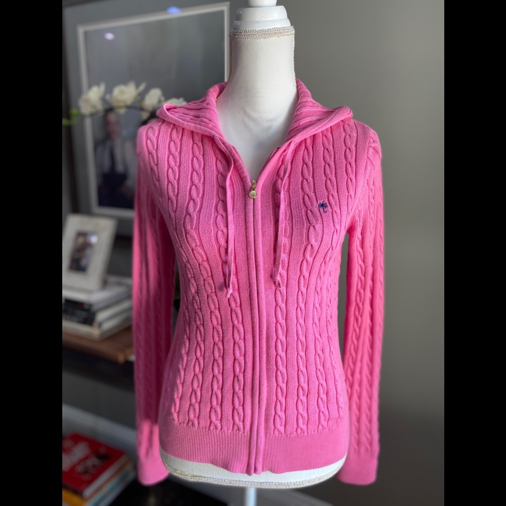 (Sold) Lilly Pulitzer Cable Knit Hoodie Sweater - Picture 3 of 10